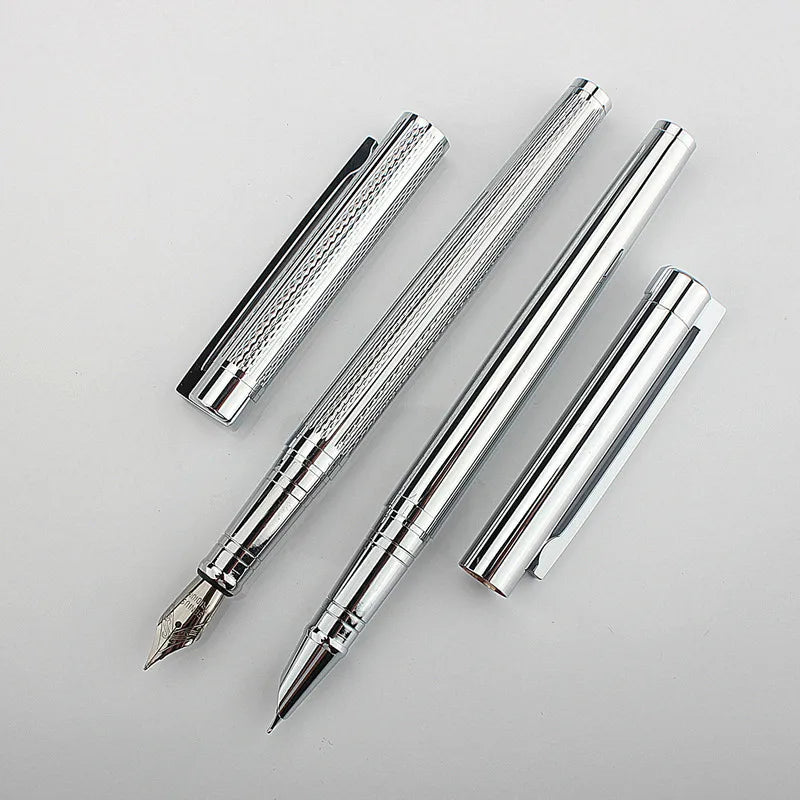126 Silver Business Office EF/ F Nib Fountain Pen Student School Stationery Supplies Ink Calligraphy Pen PK35