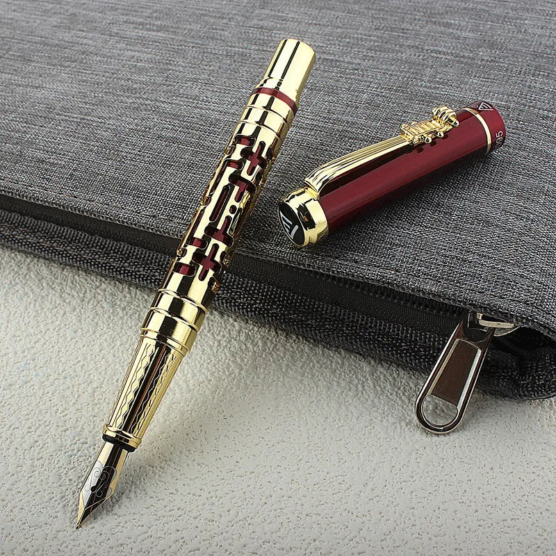 Luxury Hollow Out Metal Fountain Pen Iridium EF/F/M/ Nibs Business Writing Gift Pens School Office Supplies Stationary
