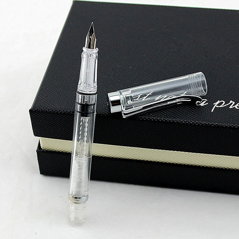 special offer Piston Fountain Pen Fine Nib 0.5mm Transparent Piston Ink Pen School Business Office Gift Writing Pen