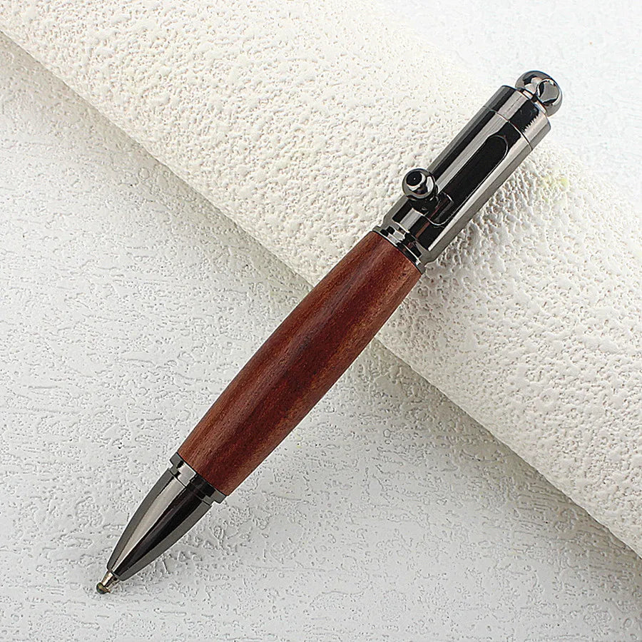 Vintage Bolt Action Mini Pocket Portable Metal Wood Ballpoint Pen Creative Student Handwriting Artist Writing Pens Office Supply