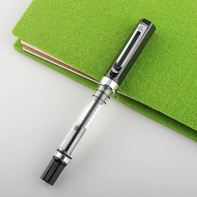 Fountain Pen Piston Plastic Ink Pen EF/F Nib Silver Clip Business Stationery Office school supplies Writing Gift